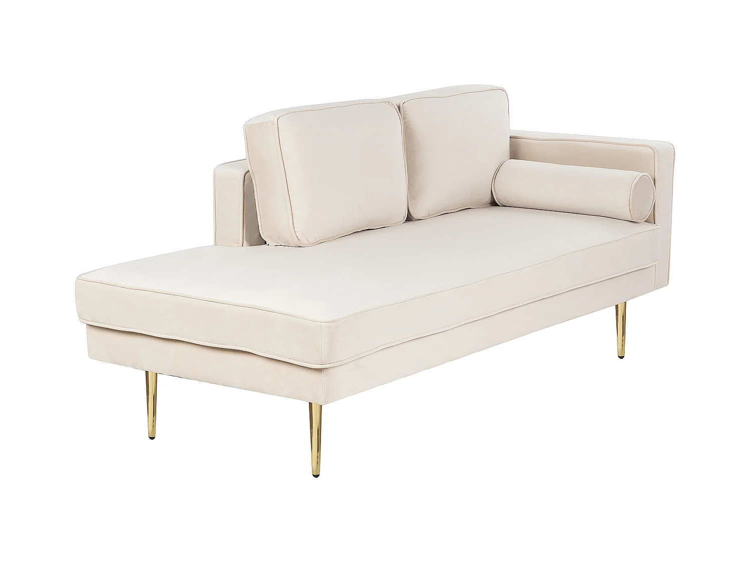 Chaise longue côté droit MIRAMAS Velours Beige