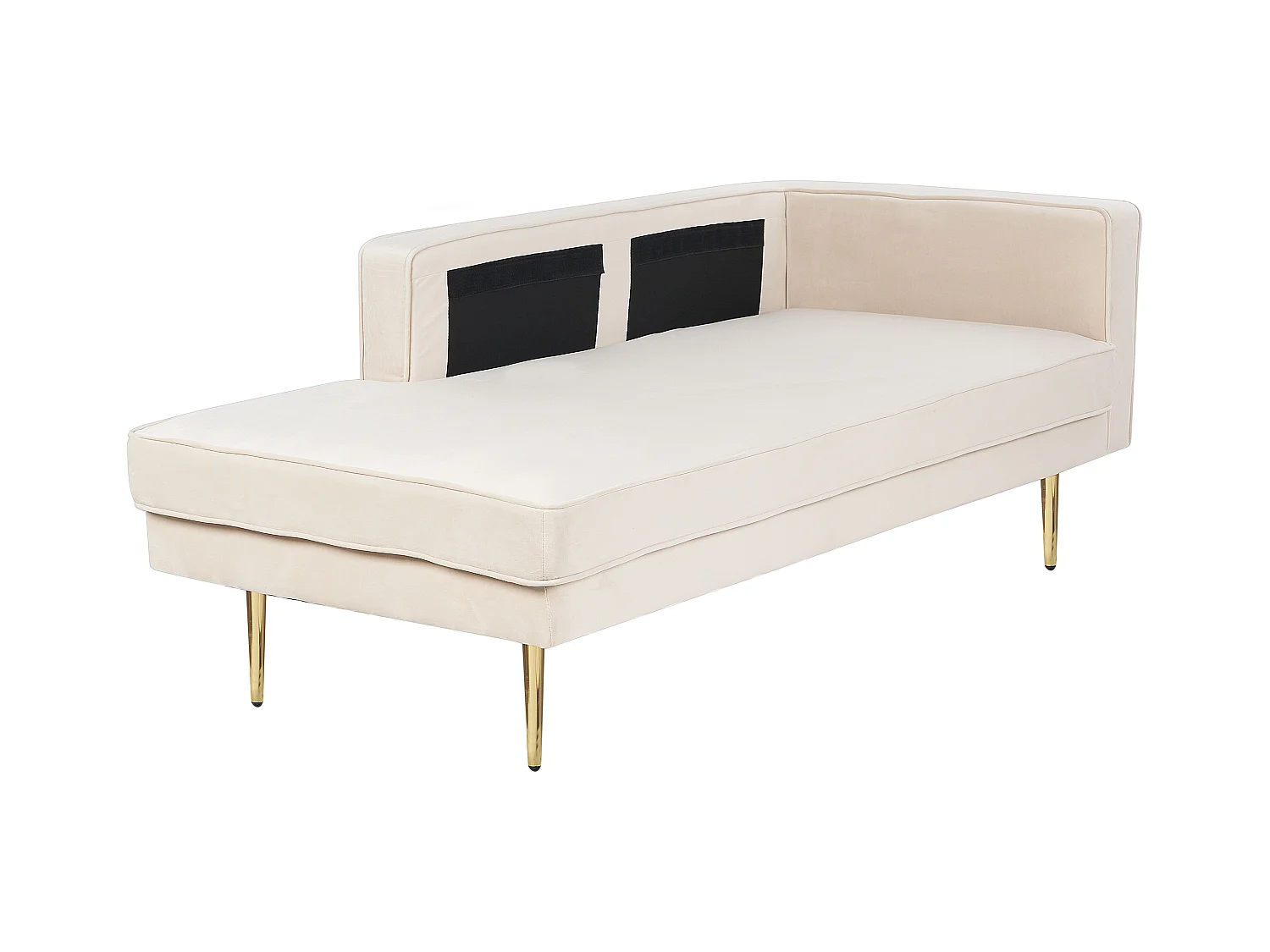 Chaise longue côté droit MIRAMAS Velours Beige