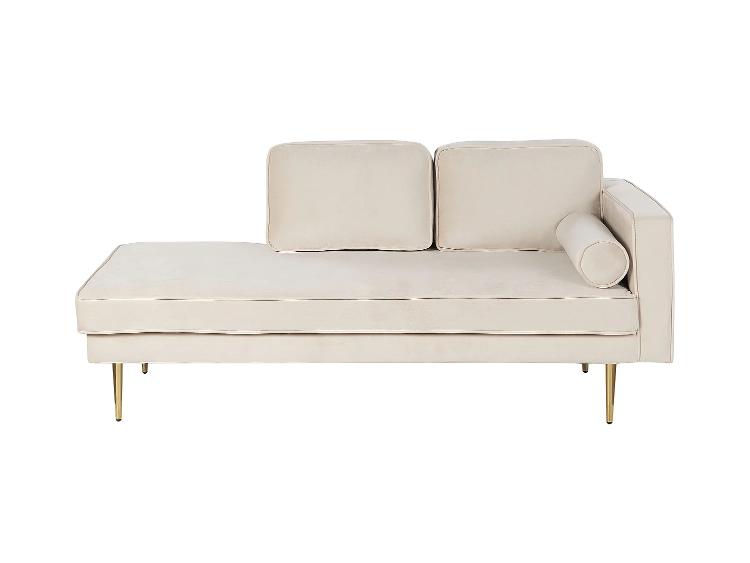 Rechtszijdige chaise longue MIRAMAS Fluweel Beige