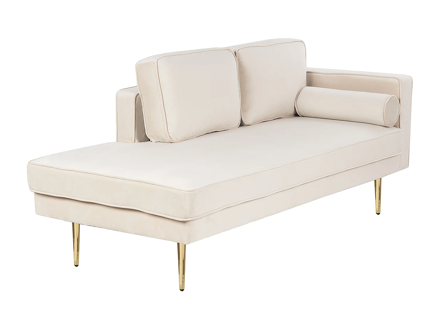 Chaise longue côté droit MIRAMAS Velours Beige