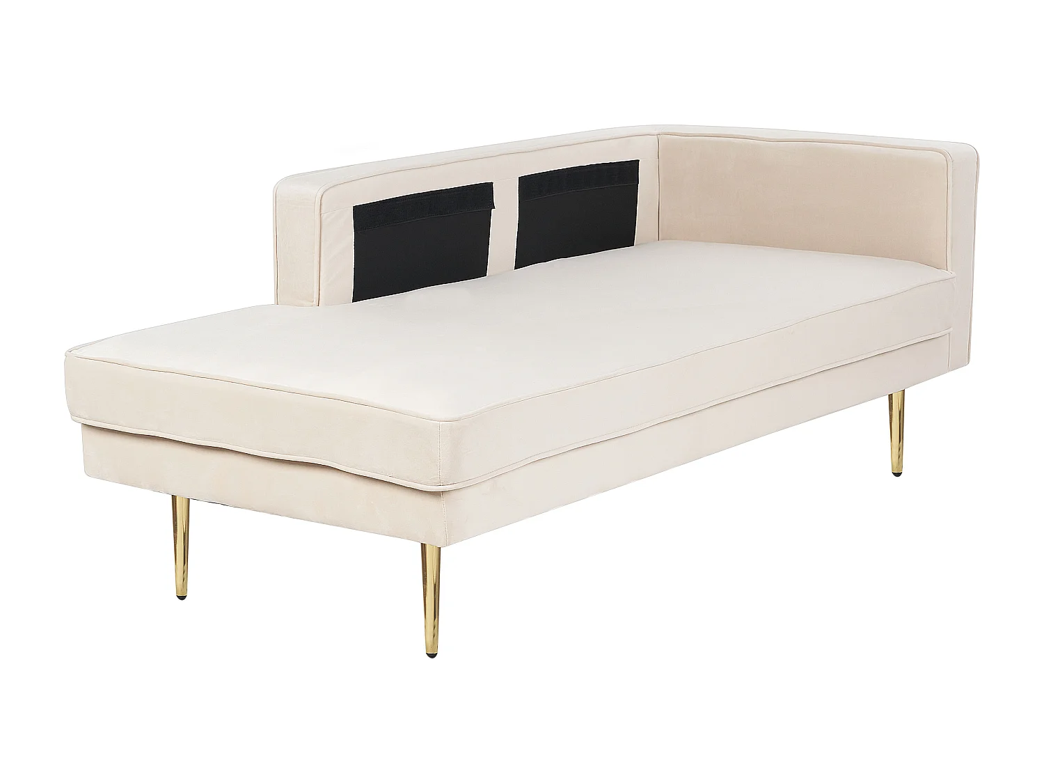 Chaise longue côté droit MIRAMAS Velours Beige