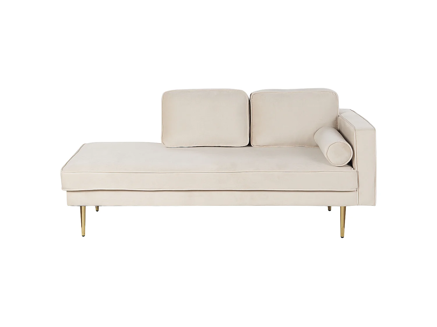 Rechtszijdige chaise longue MIRAMAS Fluweel Beige