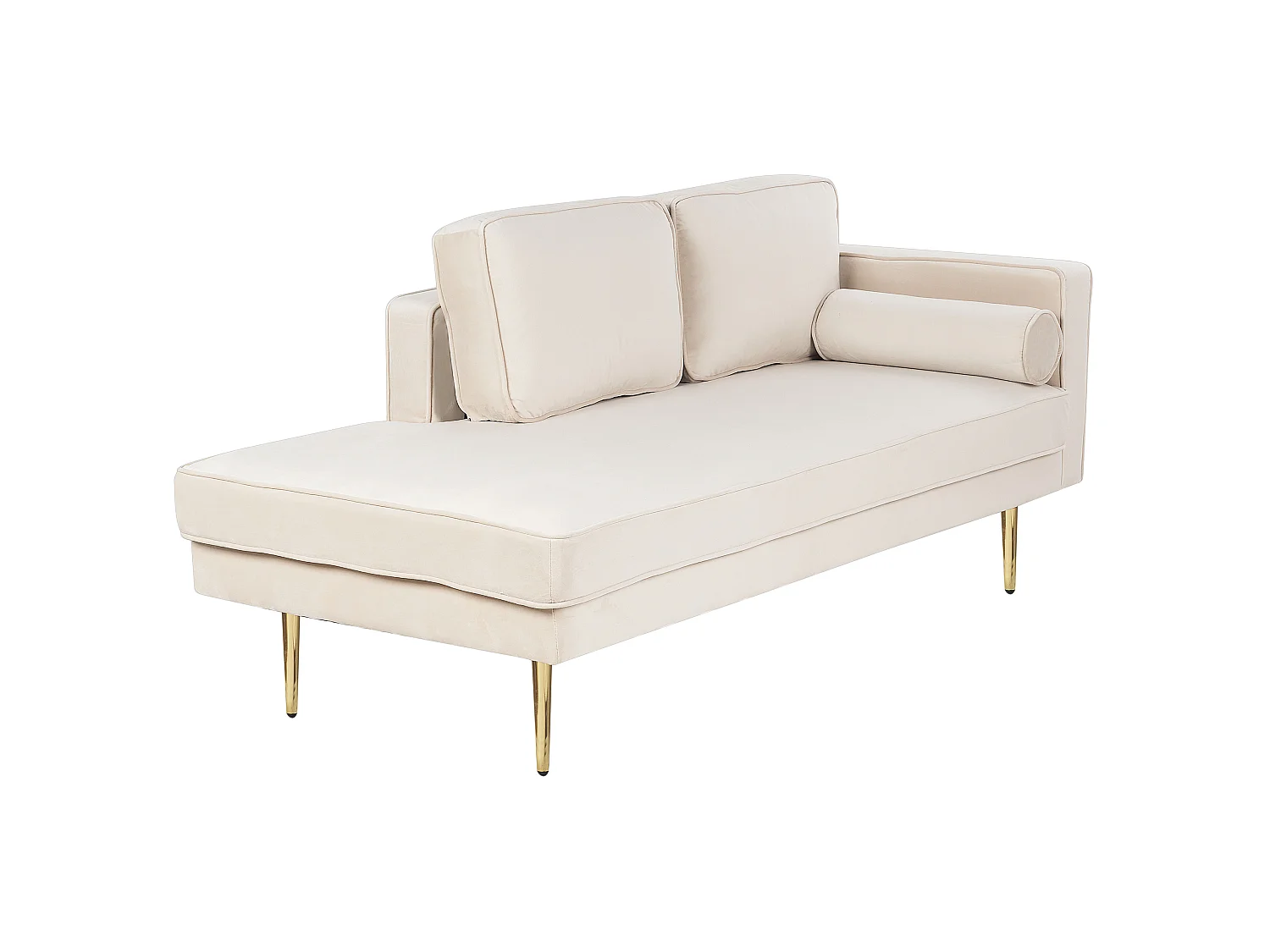 Rechtszijdige chaise longue MIRAMAS Fluweel Beige