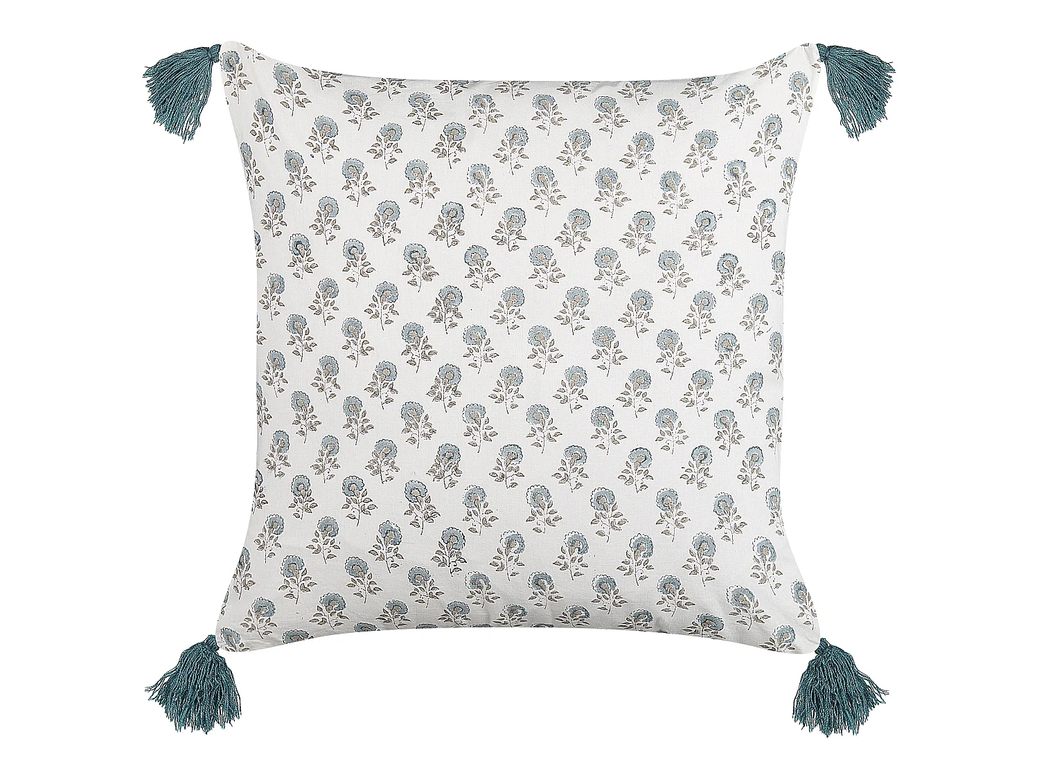 Coussin CORNUS Coton 45 x 45 cm Bleu Motif floral