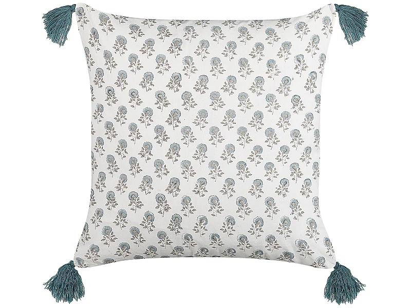 Coussin CORNUS Coton 45 x 45 cm Bleu Motif floral