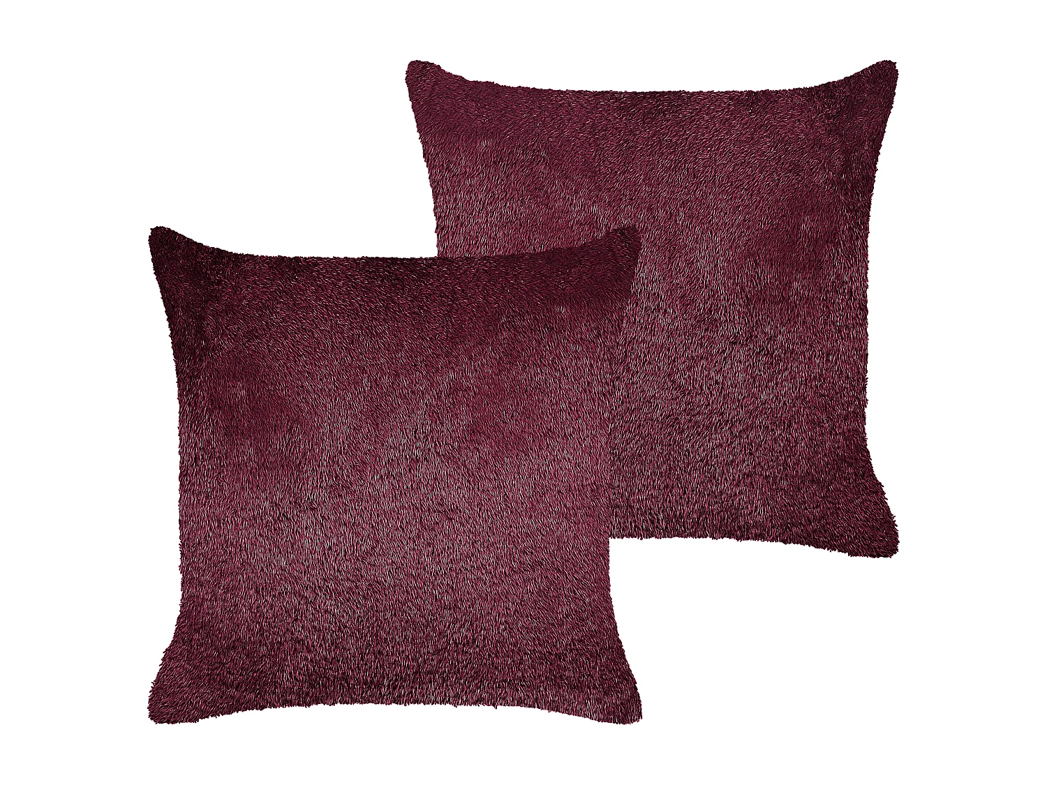 Set van 2 decoratieve kussens PILEA Nepbont 45 x 45 cm Bordeaux Effen