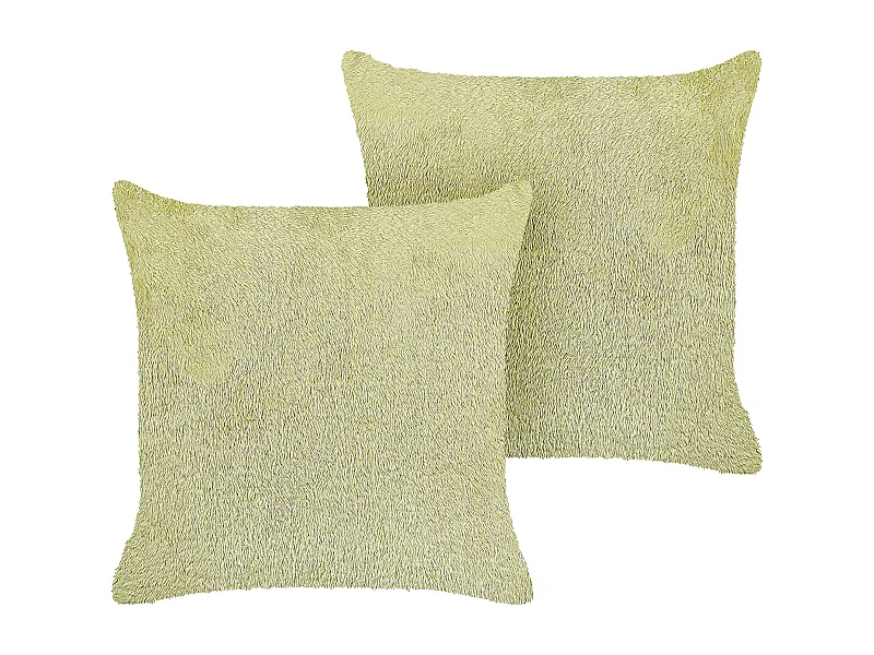 Set van 2 decoratieve kussens PILEA Nepbont 45 x 45 cm Lichtgroen Effen