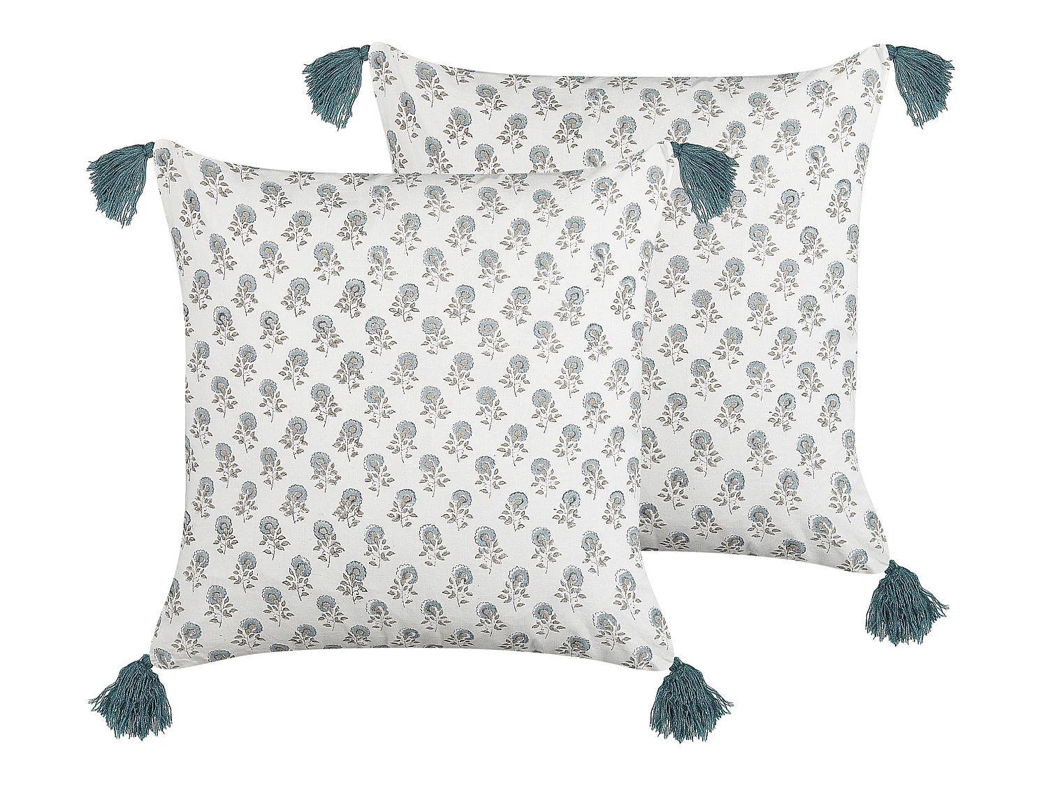 Lot de 2 coussins décoratifs CORNUS Coton 45 x 45 cm Bleu Motif floral