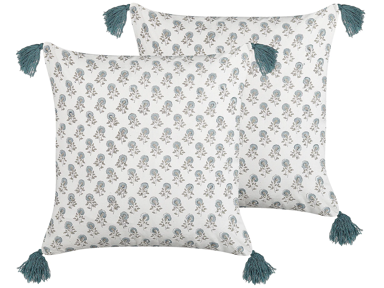 Zestaw 2 poduszek dekoracyjnych CORNUS Bawełna 45 x 45 cm Niebieski Wzór kwiatowy