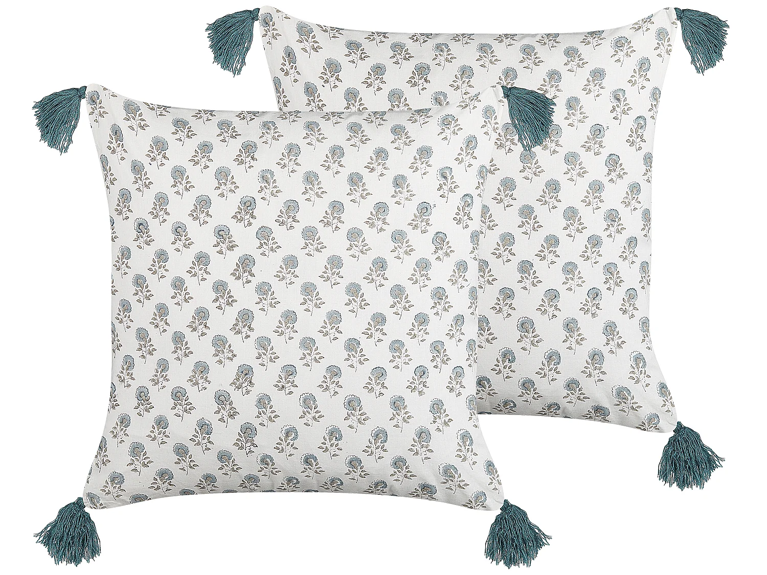 Zestaw 2 poduszek dekoracyjnych CORNUS Bawełna 45 x 45 cm Niebieski Wzór kwiatowy