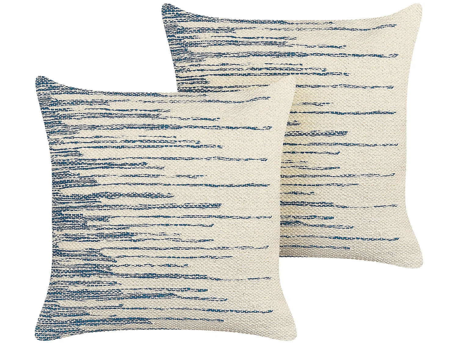 Conjunto de 2 almofadas decorativas RIVINA Algodão 45 x 45 cm Creme Às riscas