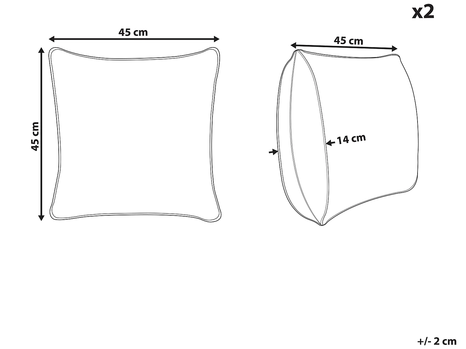 Conjunto de 2 almofadas decorativas RIVINA Algodão 45 x 45 cm Creme Às riscas