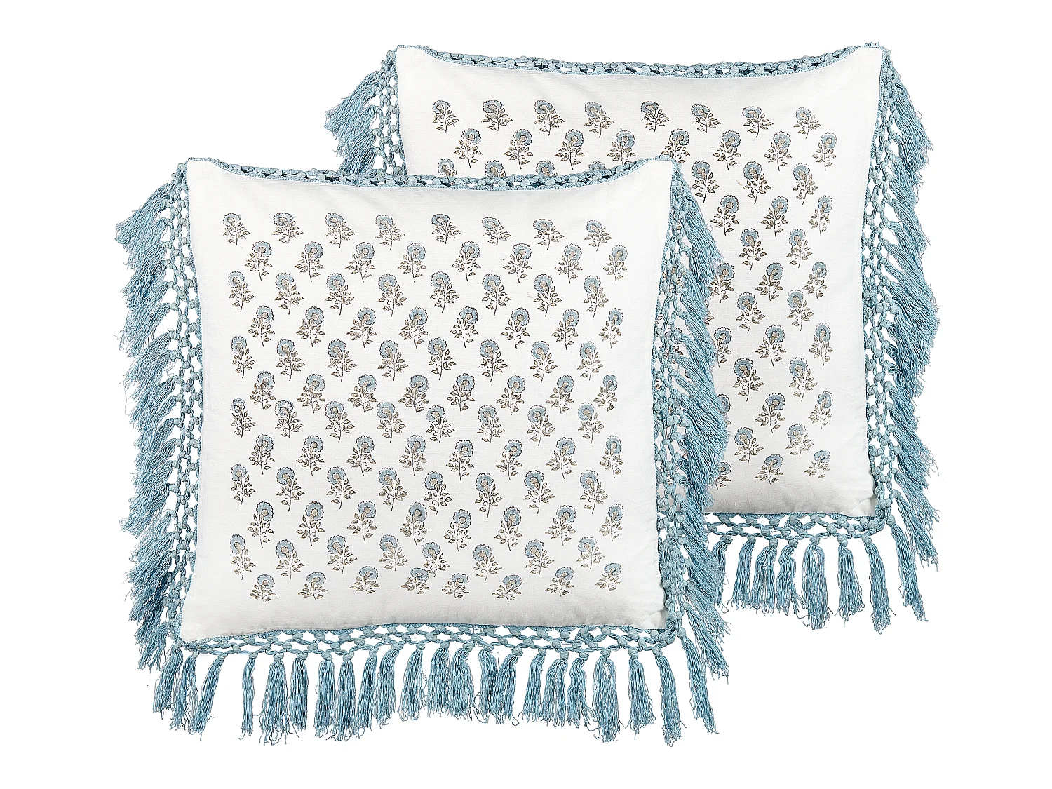 Lot de 2 coussins décoratifs PALLIDA Coton 45 x 45 cm Bleu Motif floral