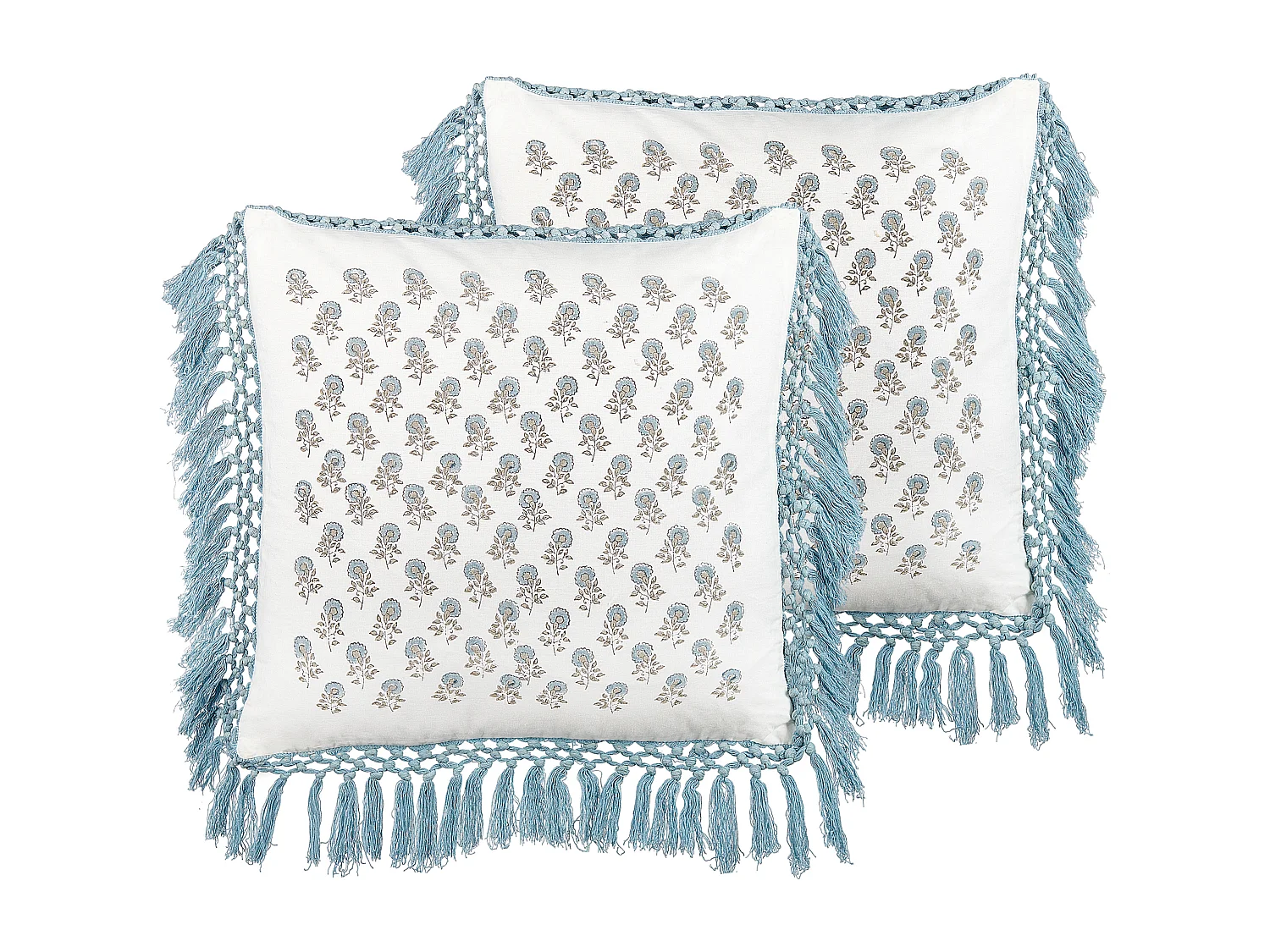 Lot de 2 coussins décoratifs PALLIDA Coton 45 x 45 cm Bleu Motif floral