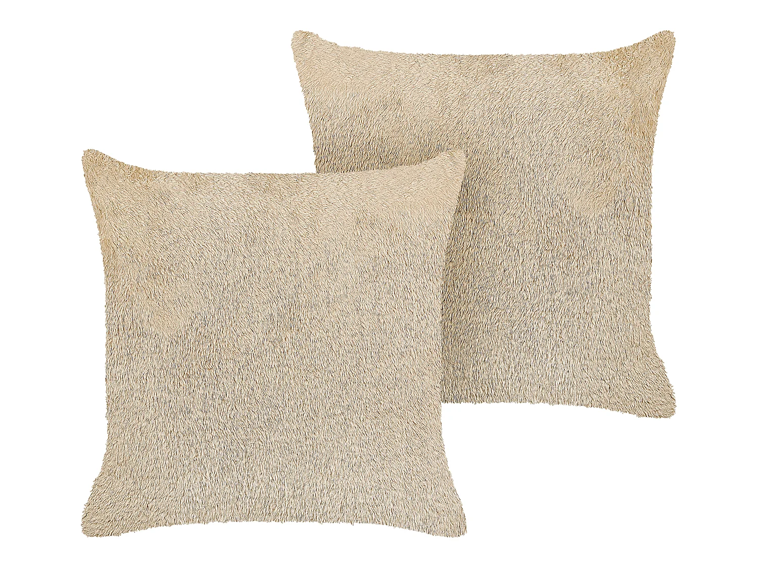 Lot de 2 coussins décoratifs PILEA Fourrure synthétique 45 x 45 cm Beige Unicolore