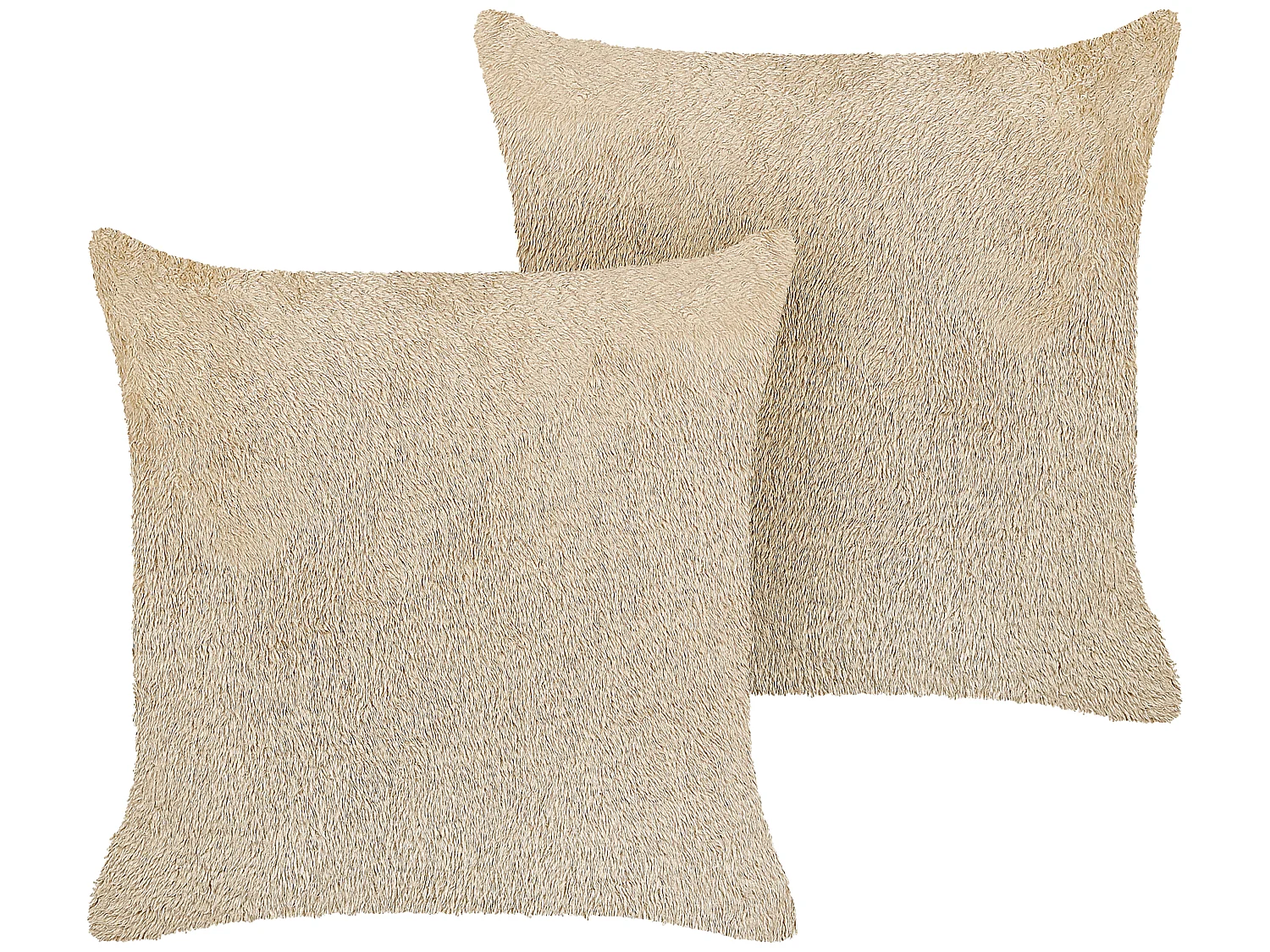 Lot de 2 coussins décoratifs PILEA Fourrure synthétique 45 x 45 cm Beige Unicolore