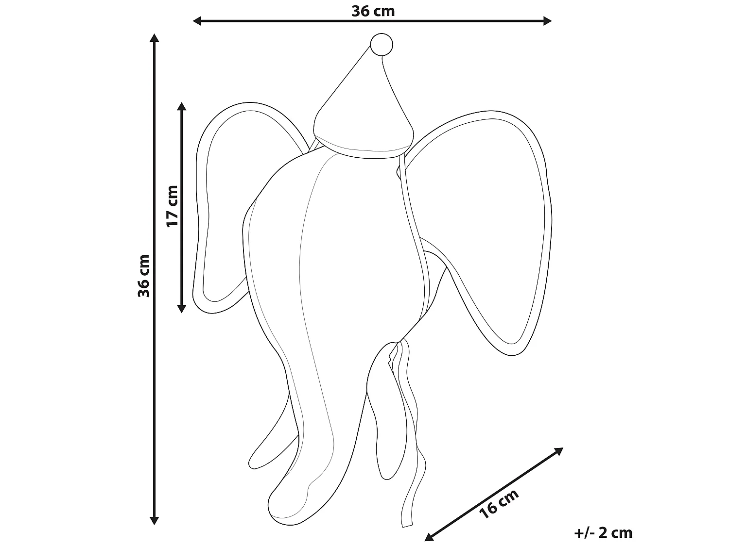Dziecięca ozdoba ścienna Słoń BADOU Bawełna 36 cm Szary