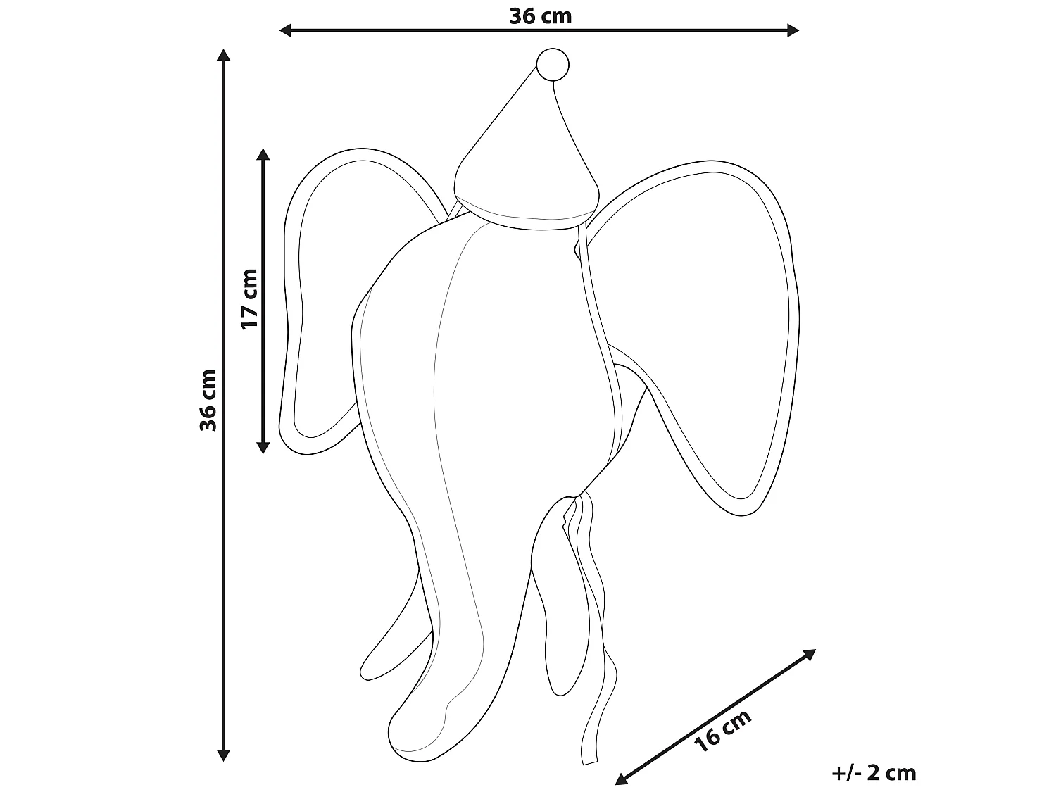 Dziecięca ozdoba ścienna Słoń BADOU Bawełna 36 cm Szary