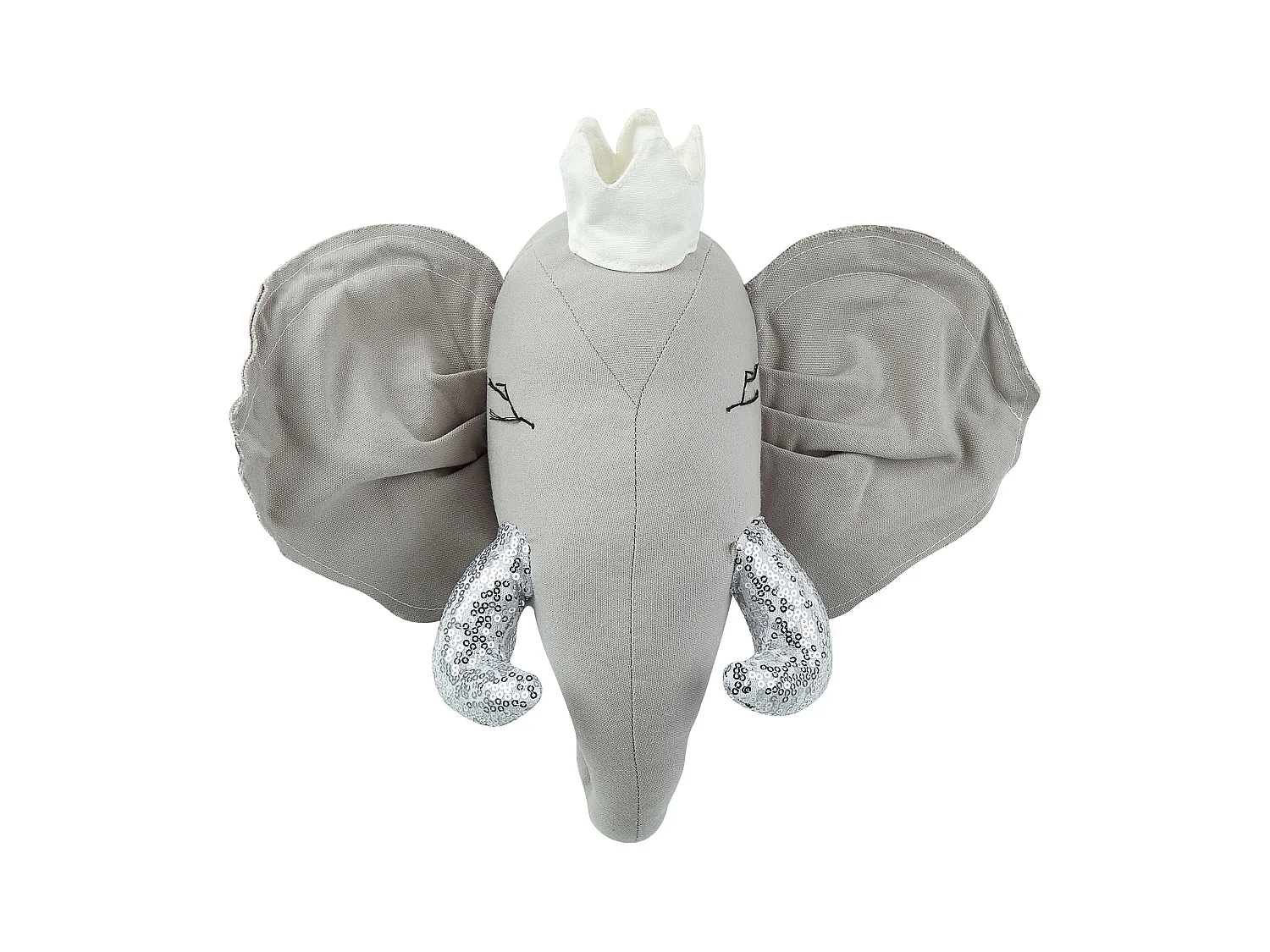 Kinderzimmer Wanddekoration Plüschtierkopf Elefant Grau Tantor