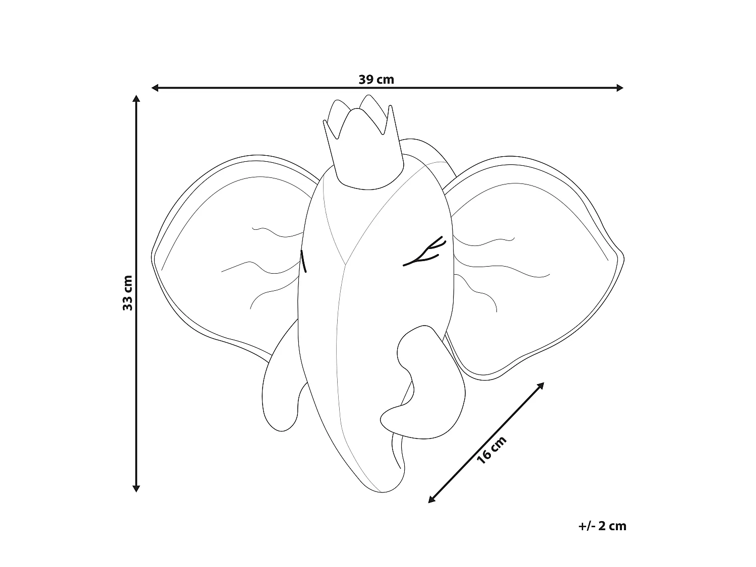 Kinderzimmer Wanddekoration Plüschtierkopf Elefant Grau Tantor