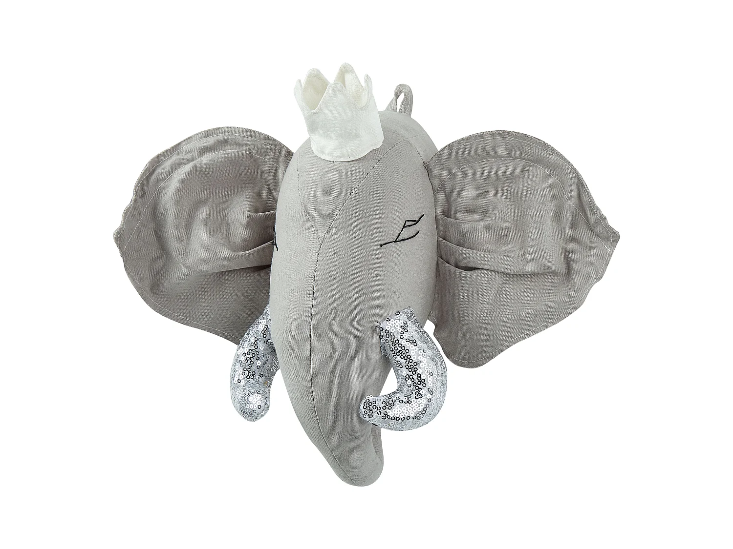 Kinderzimmer Wanddekoration Plüschtierkopf Elefant Grau Tantor