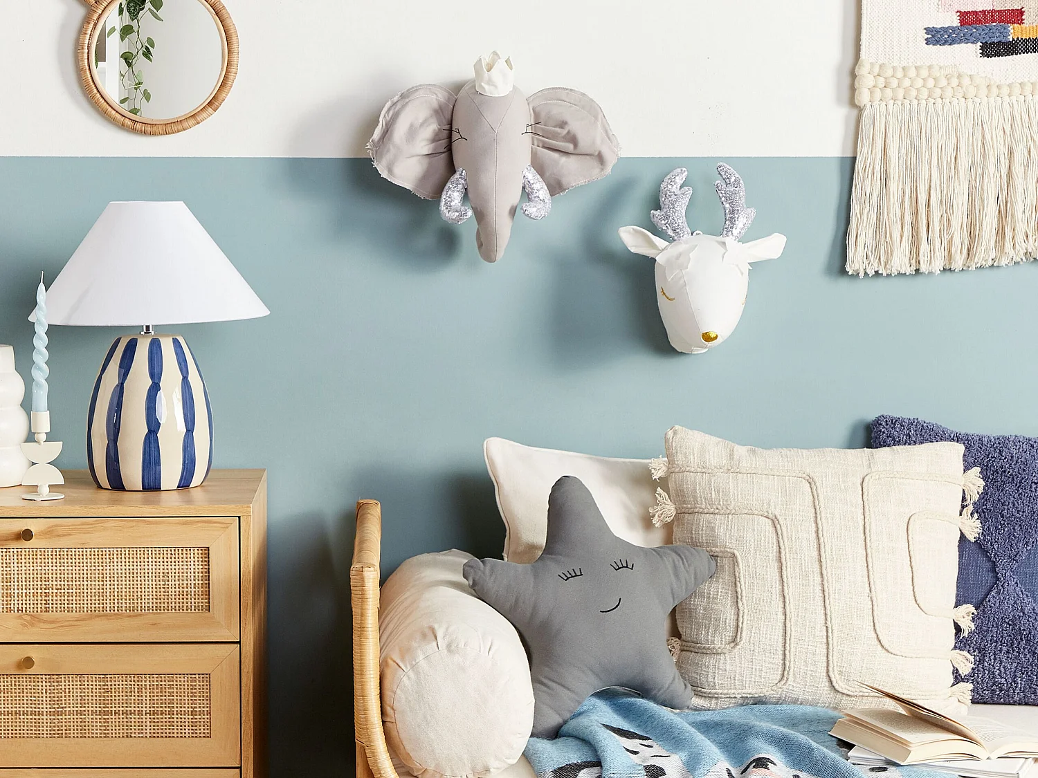 Décoration murale pour enfants Éléphant TANTOR Coton 33 cm Gris