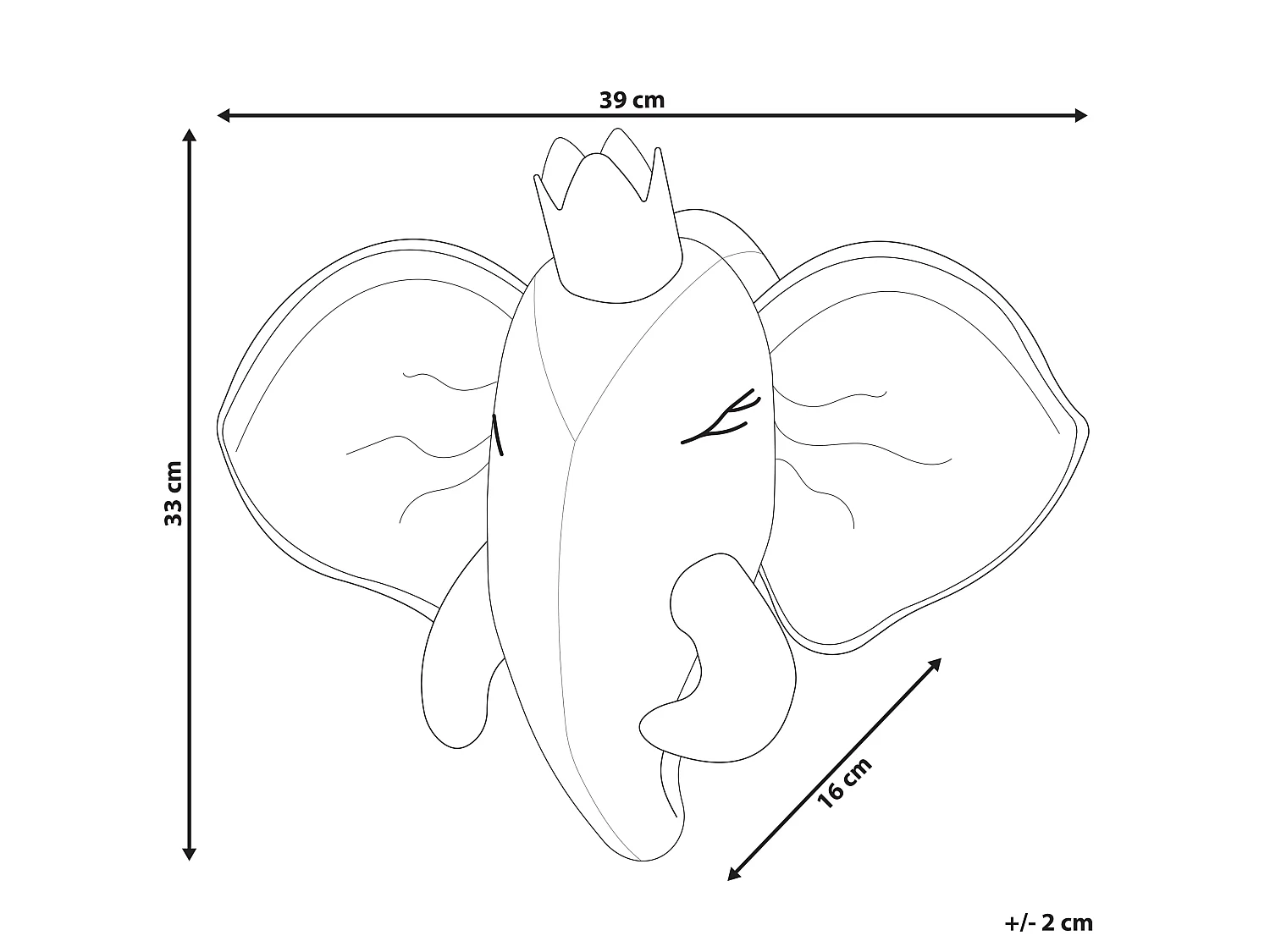 Décoration murale pour enfants Éléphant TANTOR Coton 33 cm Gris
