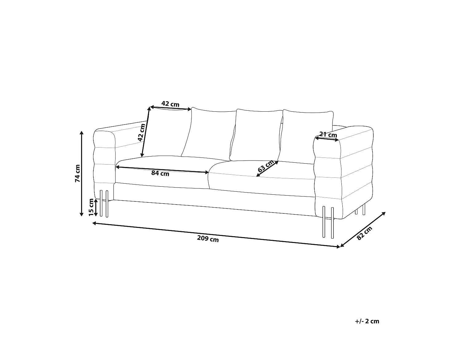 Canapé 3 places GRANNA Bouclé Blanc