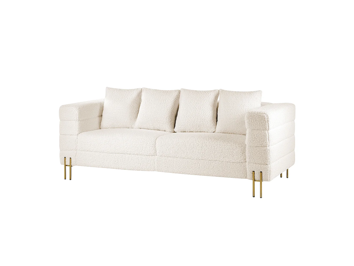 Canapé 3 places GRANNA Bouclé Blanc