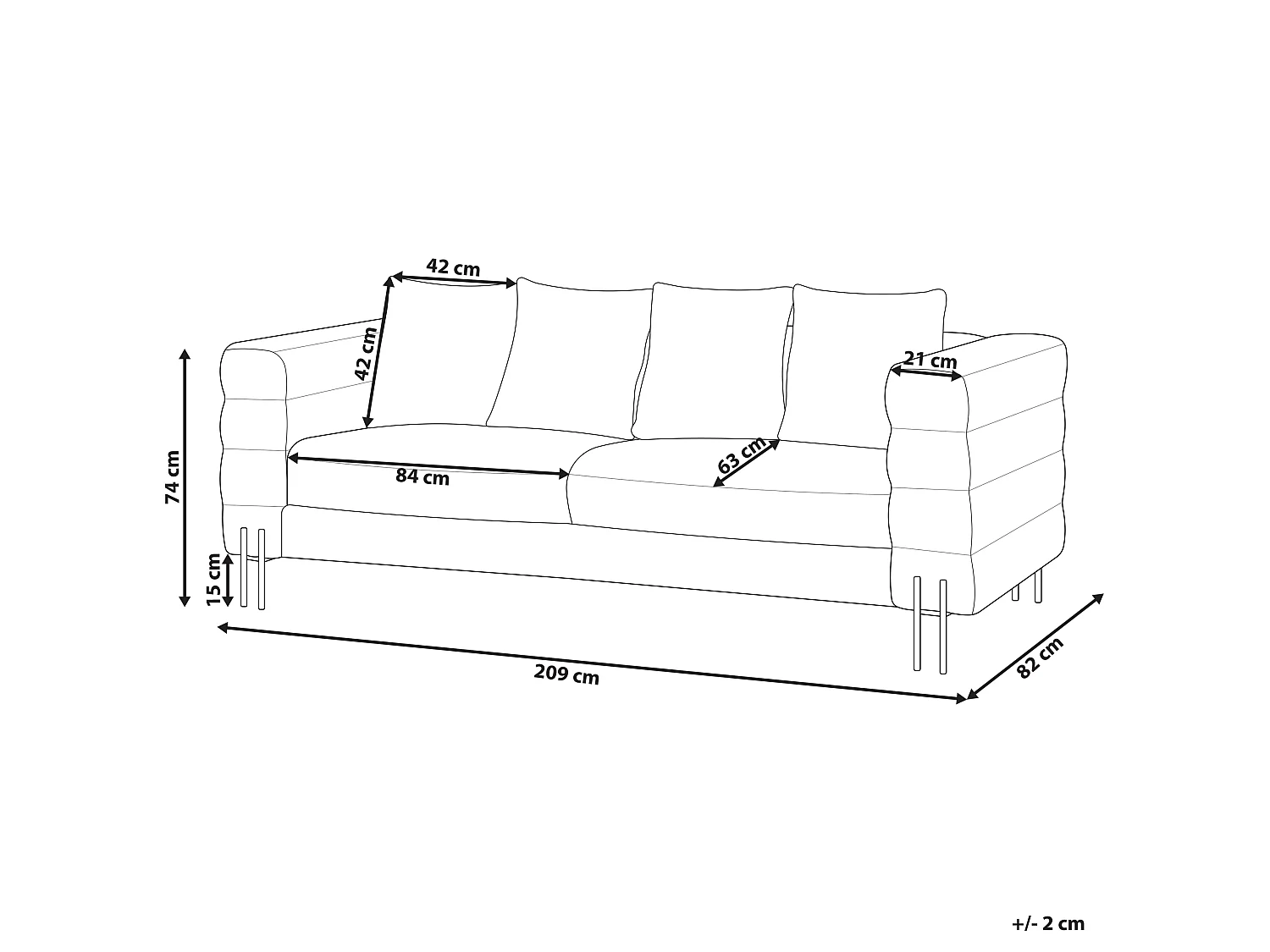Canapé 3 places GRANNA Bouclé Blanc
