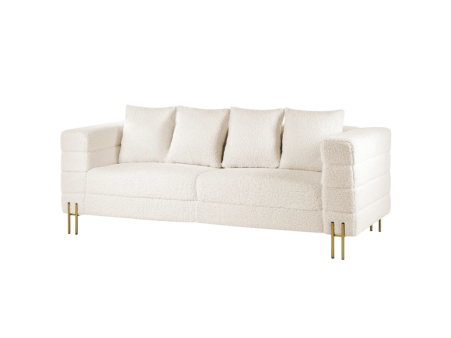 Canapé 3 places GRANNA Bouclé Blanc