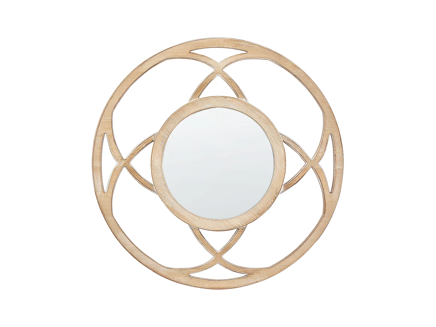 Wandspiegel heller Holzfarbton rund ø 60 cm handgefertigt Modern Iztapalapa