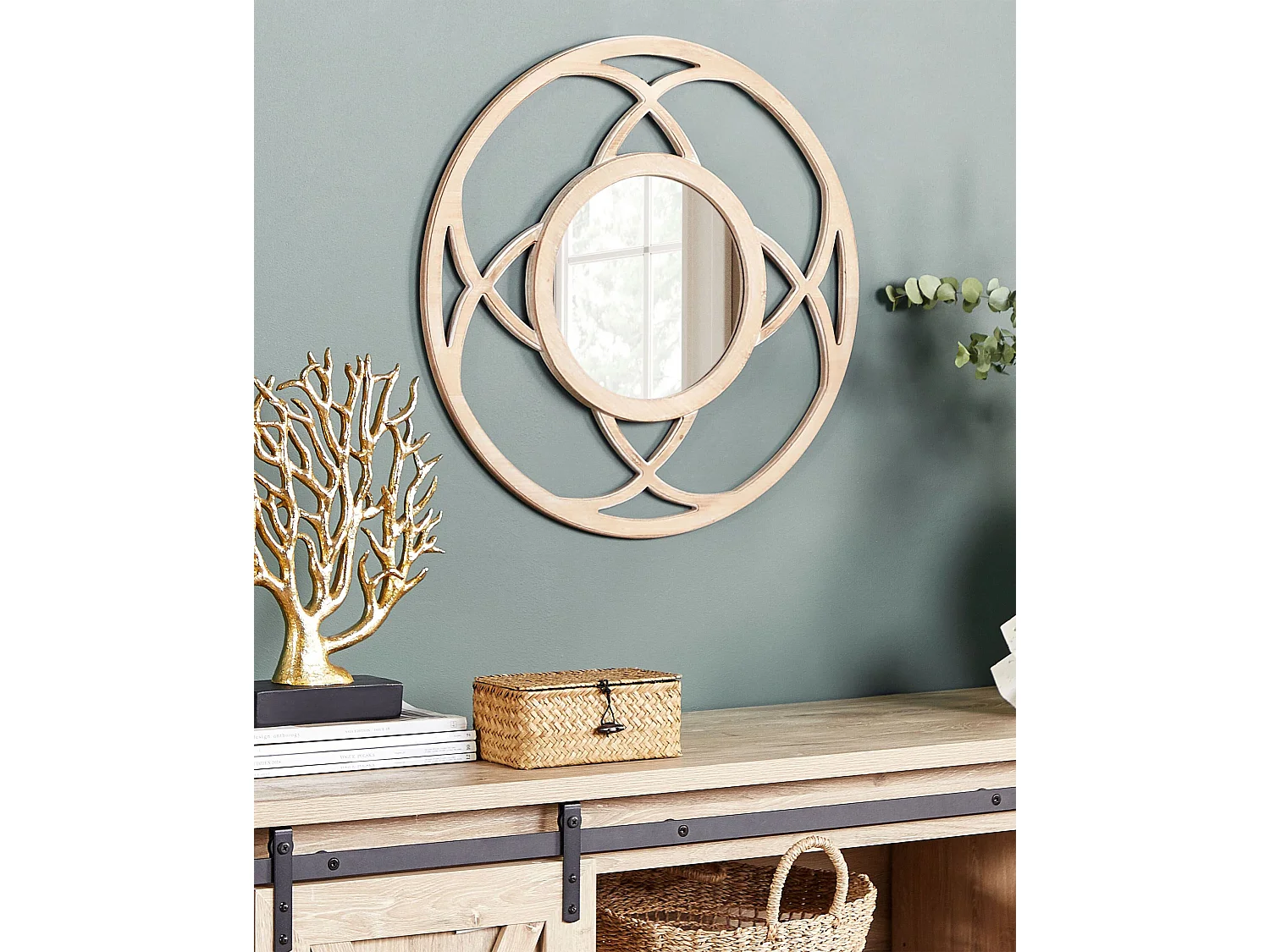 Wall Mirror IZTAPALAPA 60 cm 60 cm Light Fir Wood