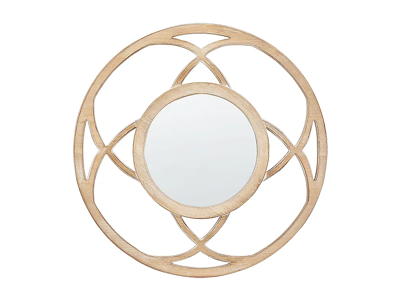 Wandspiegel heller Holzfarbton rund ø 60 cm handgefertigt Modern Iztapalapa