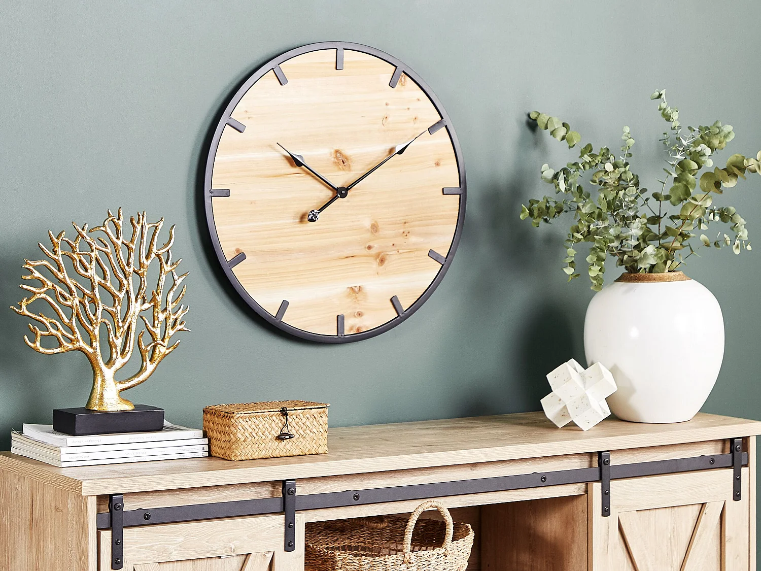 Horloge murale CABORCA 60 cm Bois de sapin Marron clair