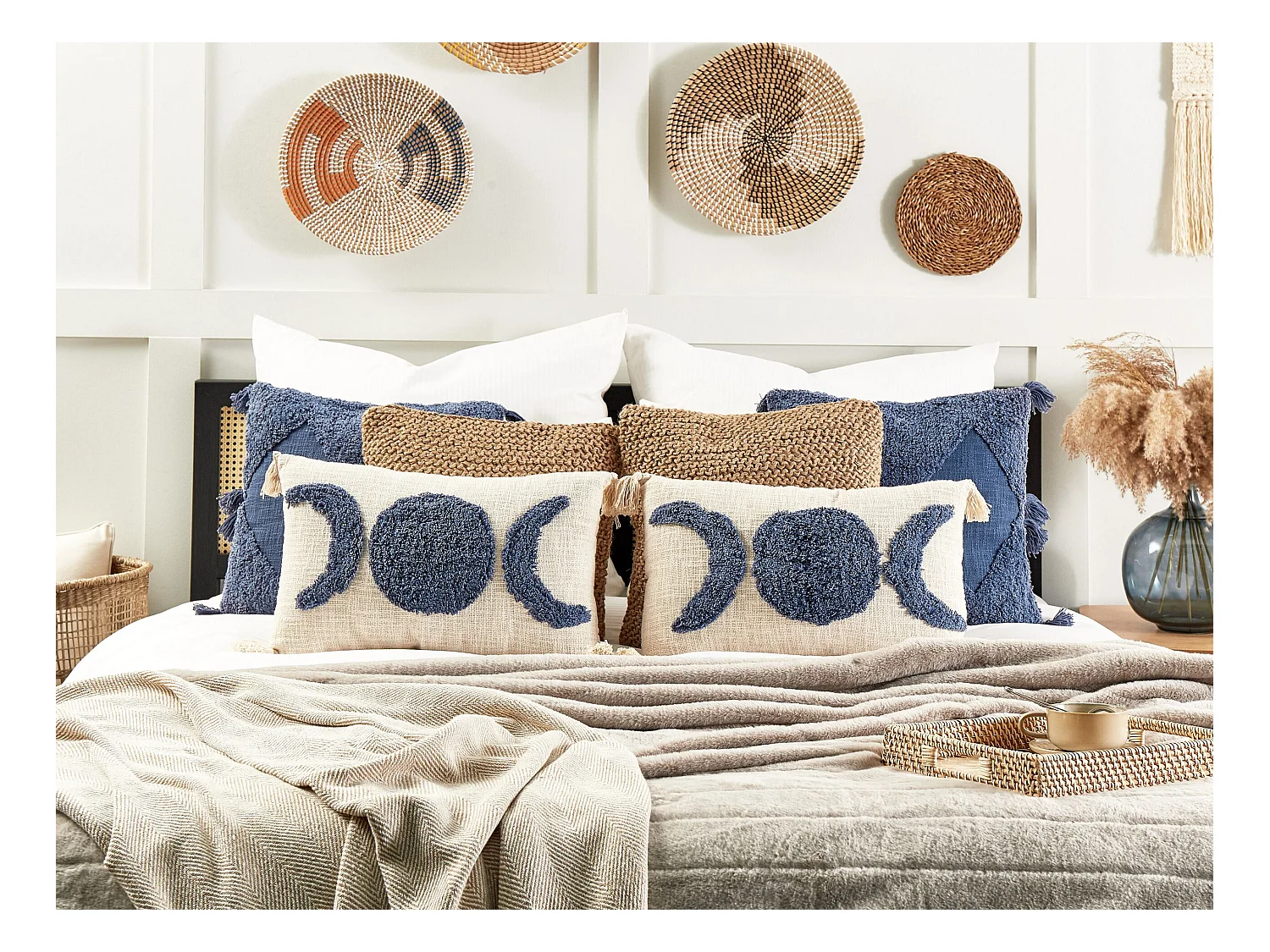 Coussin LUPINUS Coton 55 x 35 cm Beige clair Motif géométrique