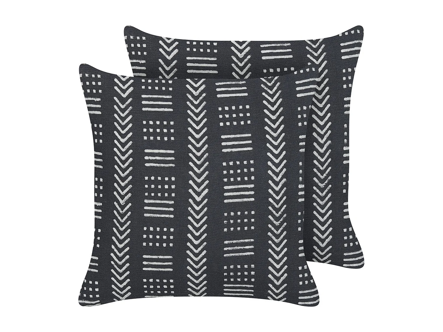 Lot de 2 coussins décoratifs BENZOIN Coton 45 x 45 cm Noir Motif géométrique