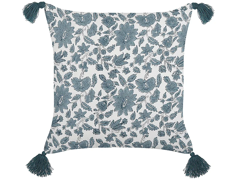 Coussin RUMEX Coton 45 x 45 cm Bleu Motif floral