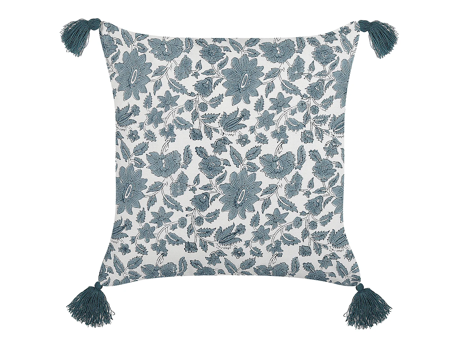 Coussin RUMEX Coton 45 x 45 cm Bleu Motif floral