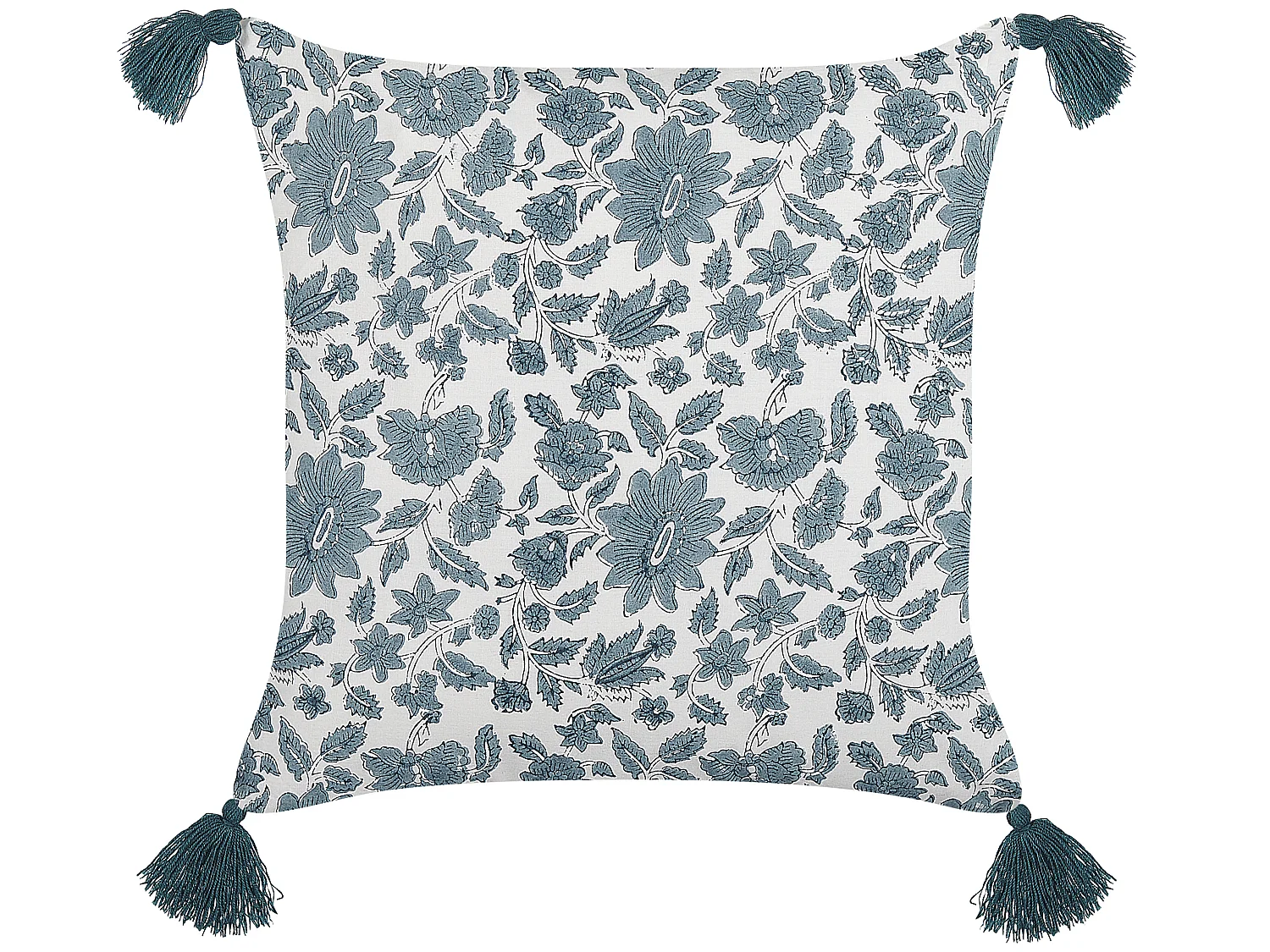 Coussin RUMEX Coton 45 x 45 cm Bleu Motif floral
