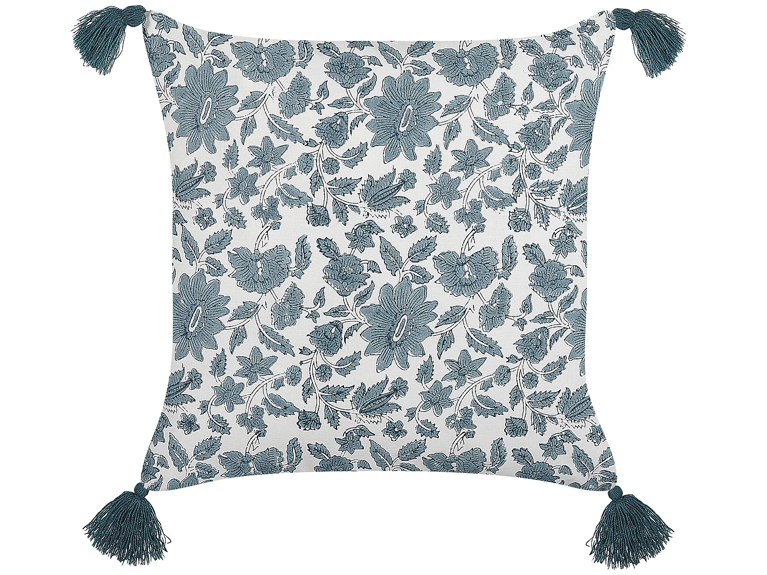 Coussin RUMEX Coton 45 x 45 cm Bleu Motif floral