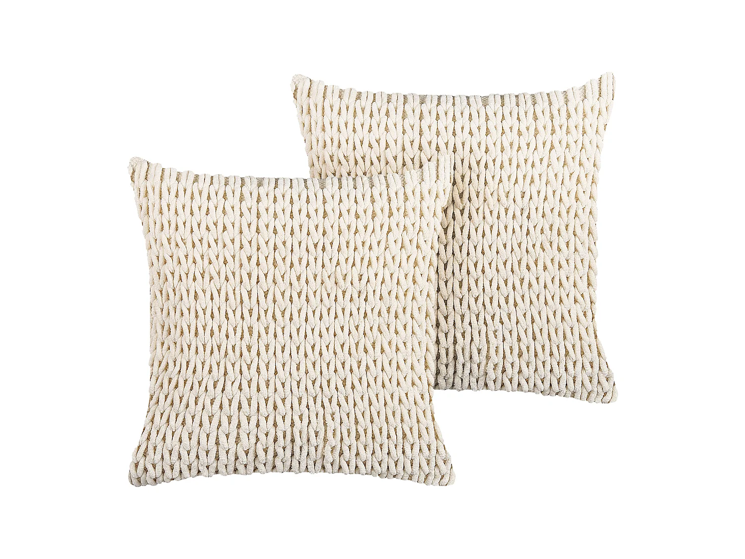 Conjunto de 2 almofadas decorativas OXALIS 45 x 45 cm Creme Sólido