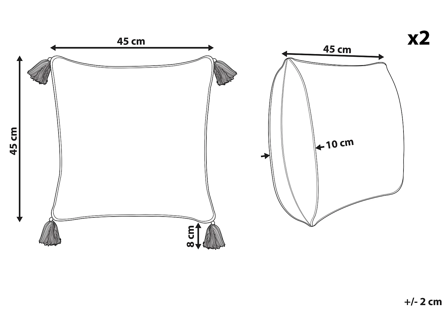 Lot de 2 coussins décoratifs SETOSA Coton 45 x 45 cm Multicolore Motif géométrique