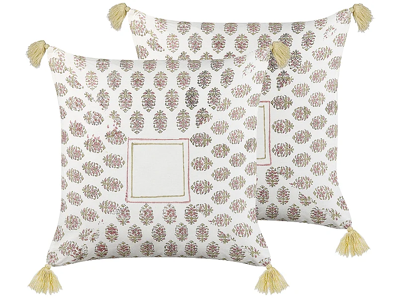 Set di 2 cuscini SETOSA Cotone 45 x 45 cm Multicolore Trama geometrica