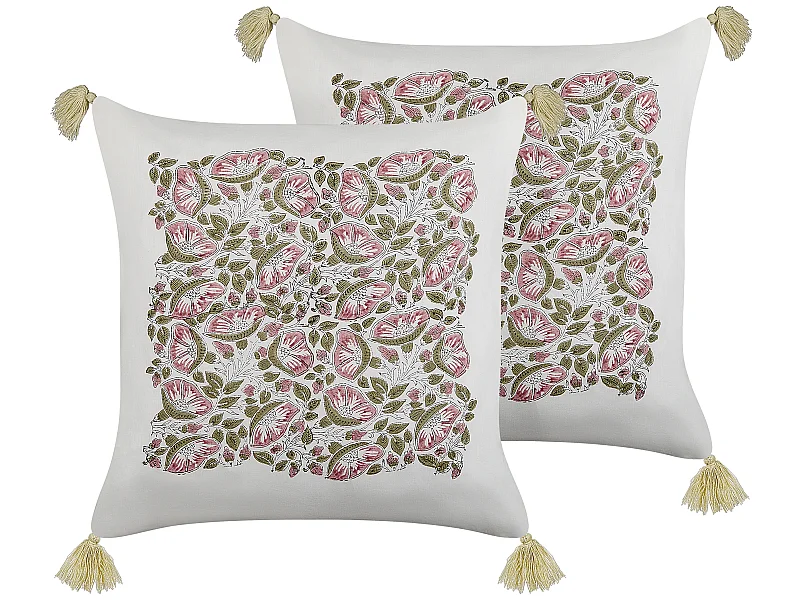 Lot de 2 coussins décoratifs CARISSA Coton 45 x 45 cm Multicolore Motif floral