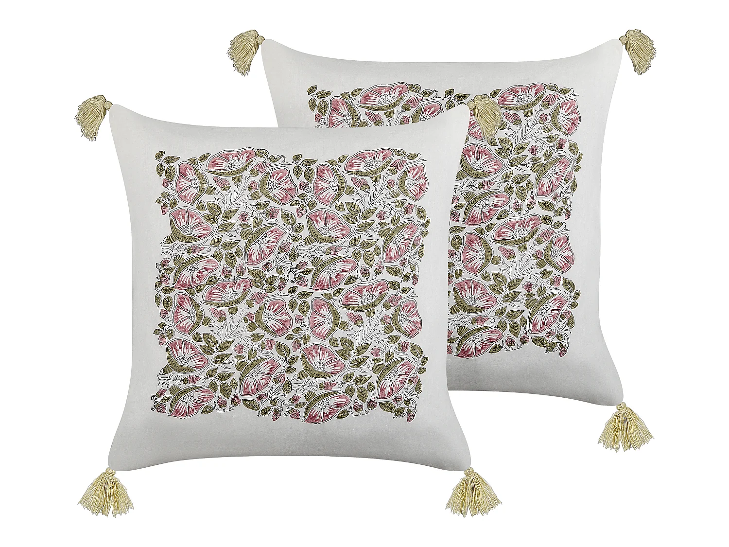 Lot de 2 coussins décoratifs CARISSA Coton 45 x 45 cm Multicolore Motif floral
