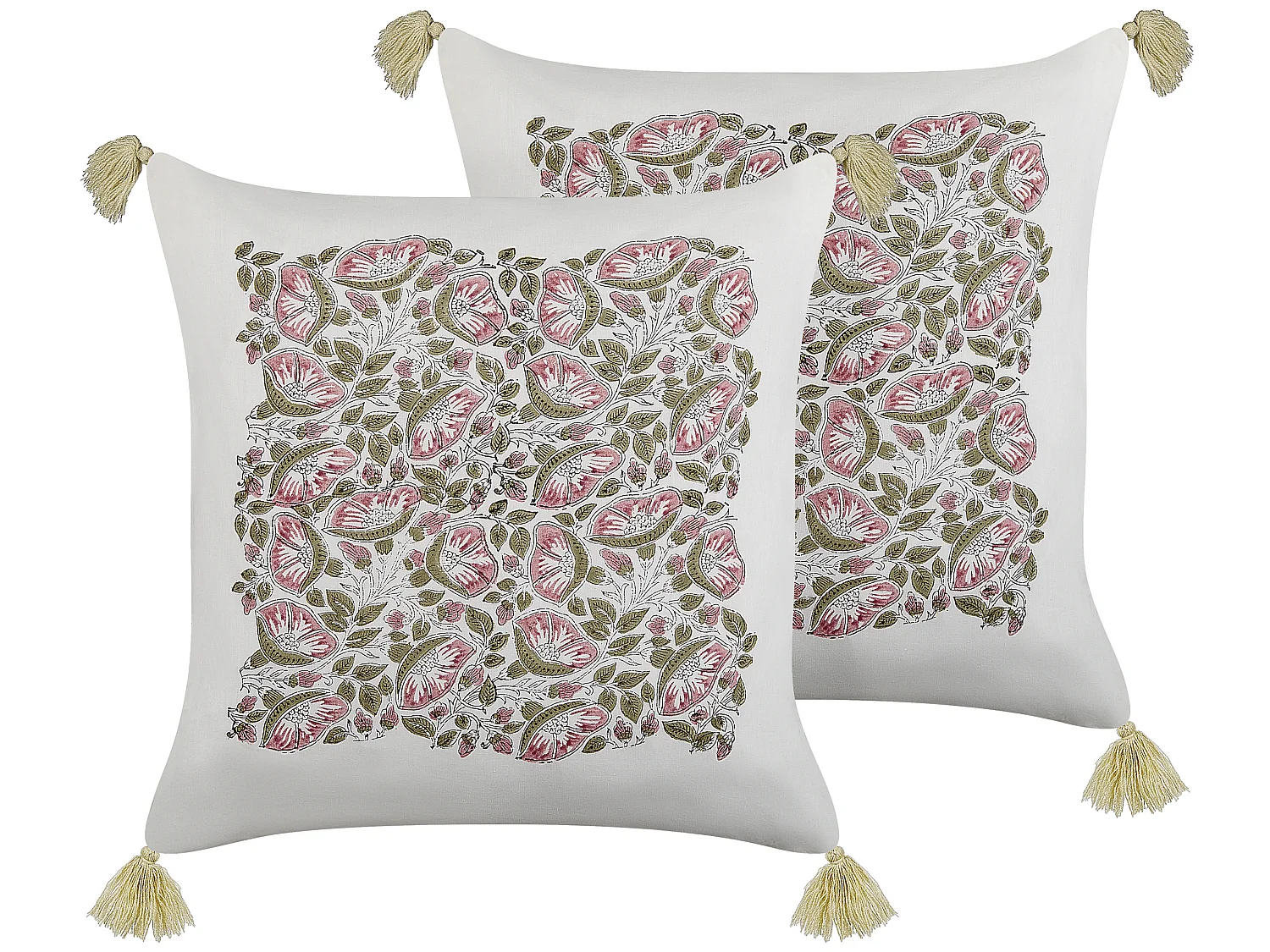 Lot de 2 coussins décoratifs CARISSA Coton 45 x 45 cm Multicolore Motif floral