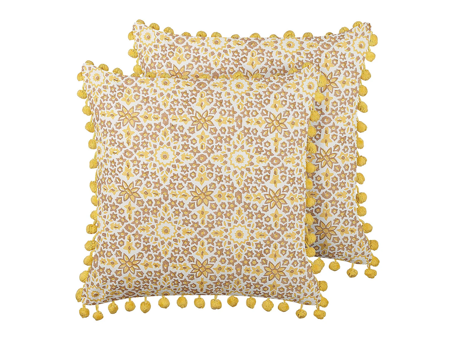 Lot de 2 coussins décoratifs LYCROIS Coton 45 x 45 cm Jaune Motif floral