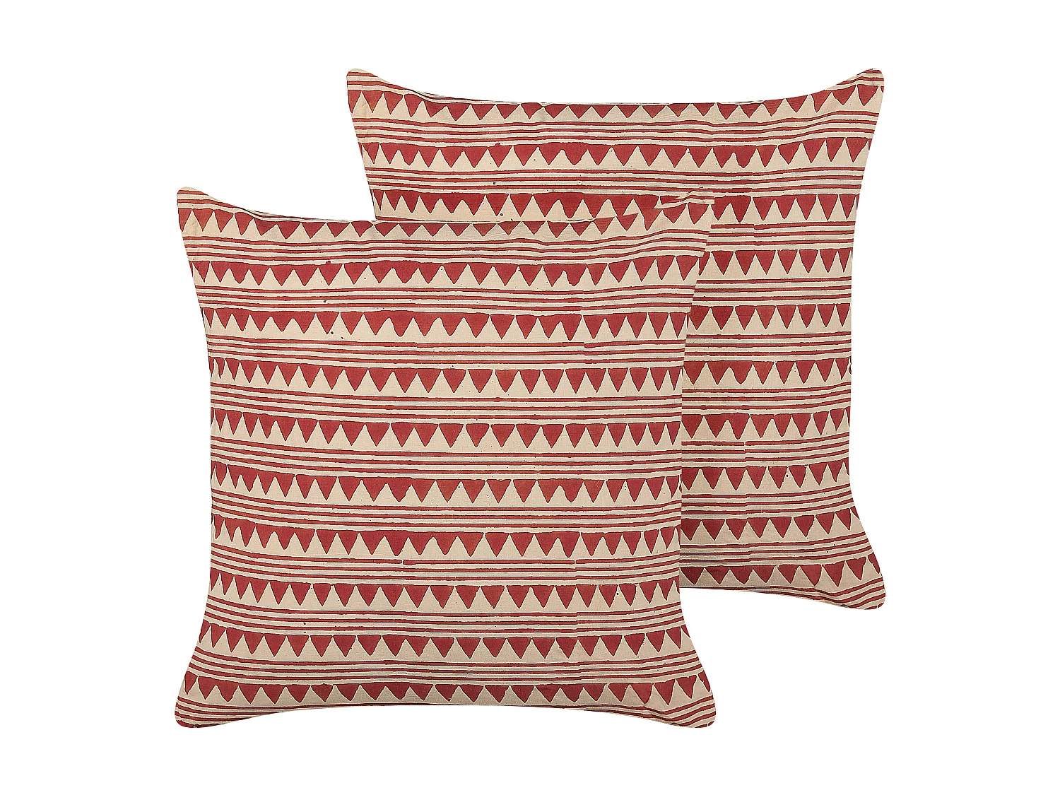 Lot de 2 coussins décoratifs DEGLUPTA Coton 45 x 45 cm Rouge Motif à chevrons