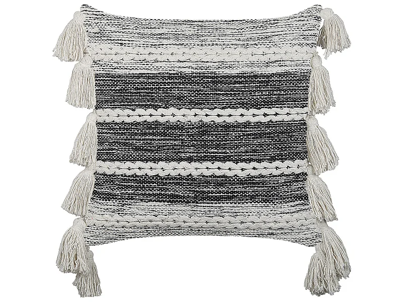 Coussin ROCHEA Coton 45 x 45 cm Noir À rayure